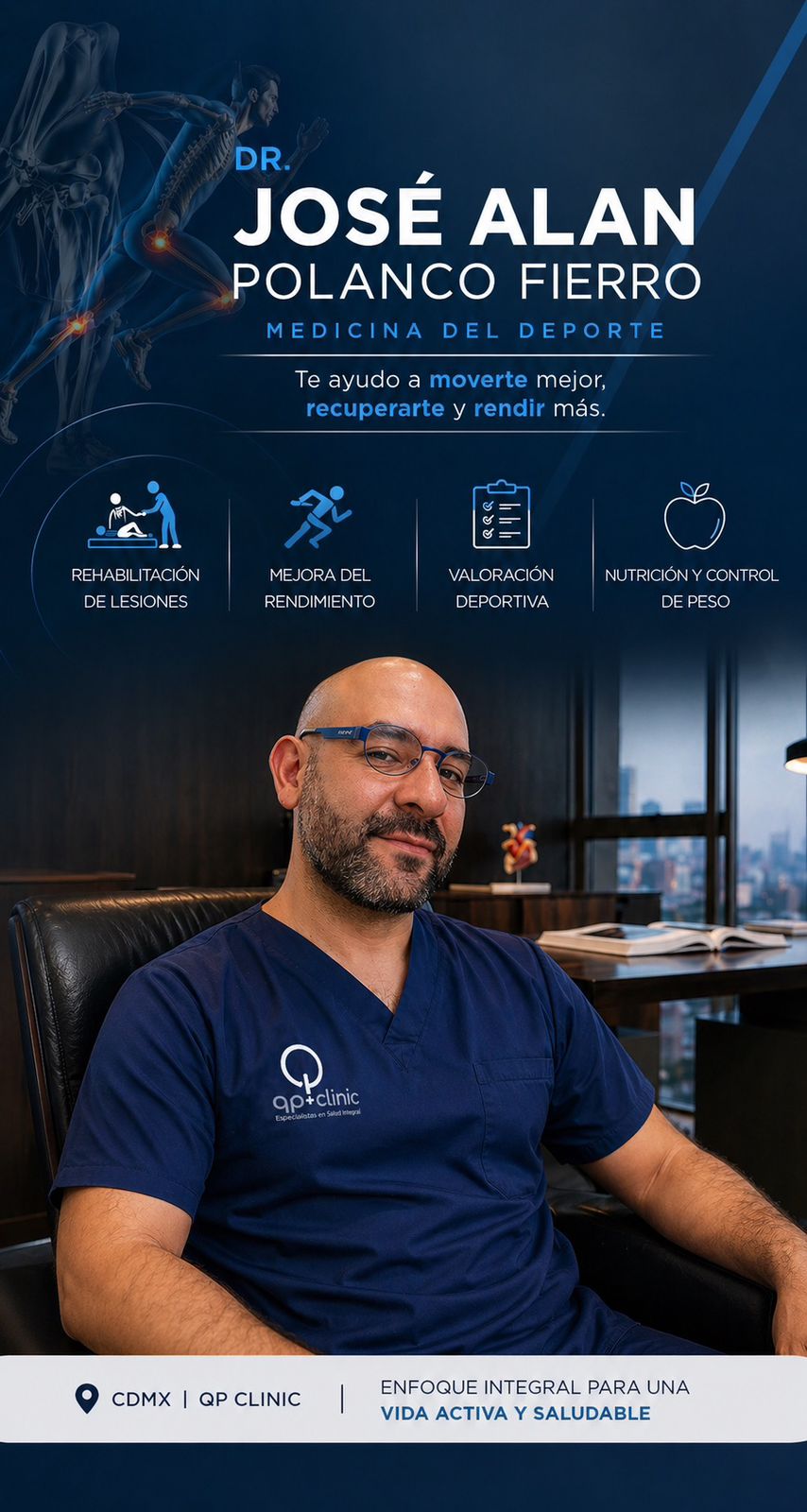 Dr. Alan Polanco en consultorio QP Clinic